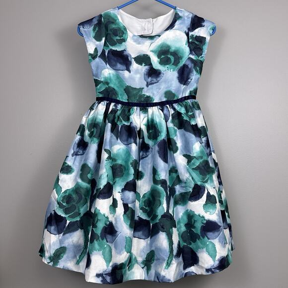 Gymboree Dressed Up Girls Dress Size 8 Satin Floral Party Taffeta Tulle Lined - Picture 1 of 9